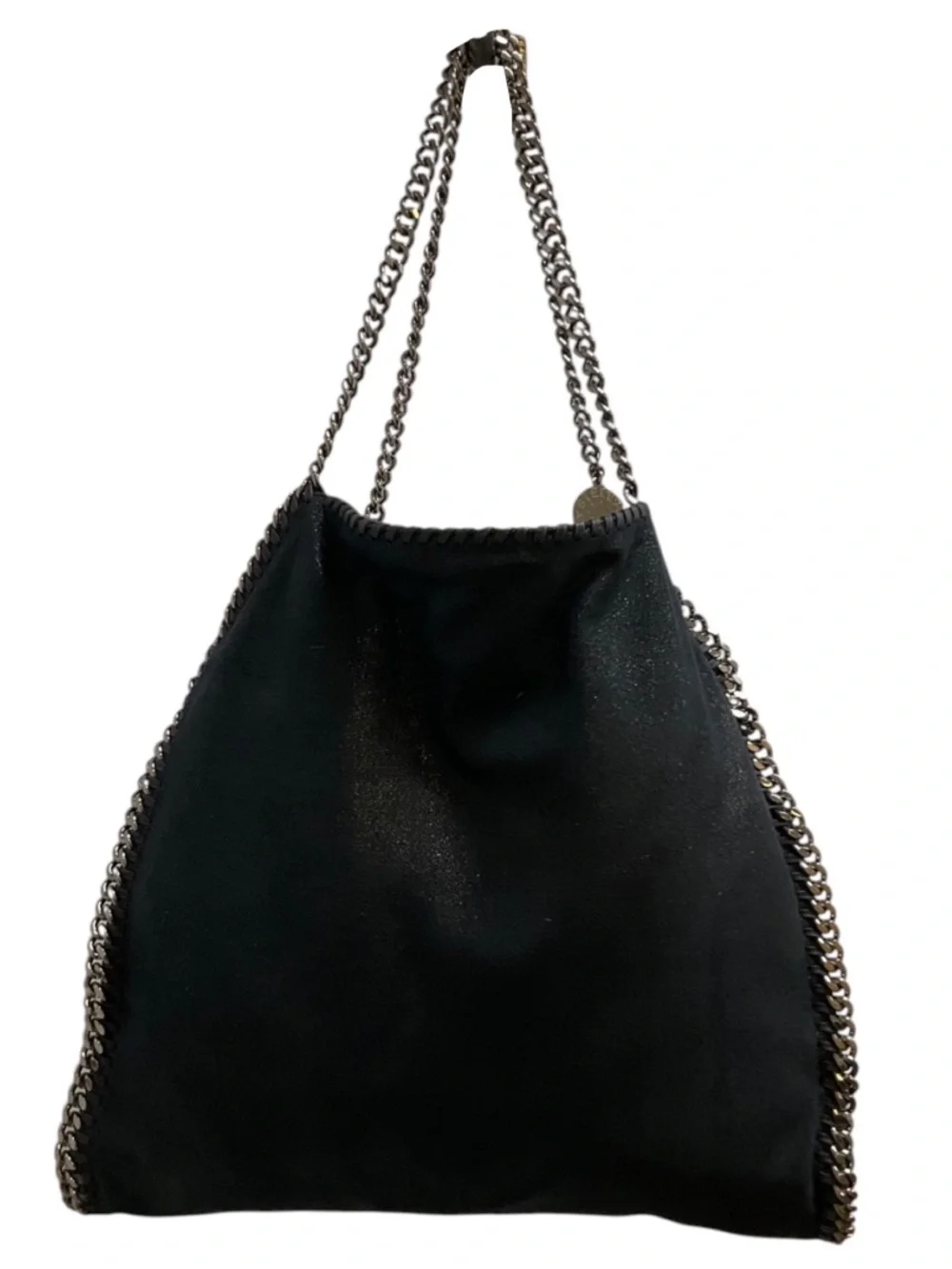 STELLA MCCARTNEY NAVY BLUE FALABELLA FAUX LEATHER SHAGGY DEER TOTE BAG